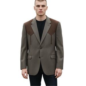 Circle S Dallas Texas Western Suit Coat suede look yokes w/ drop arrow details.